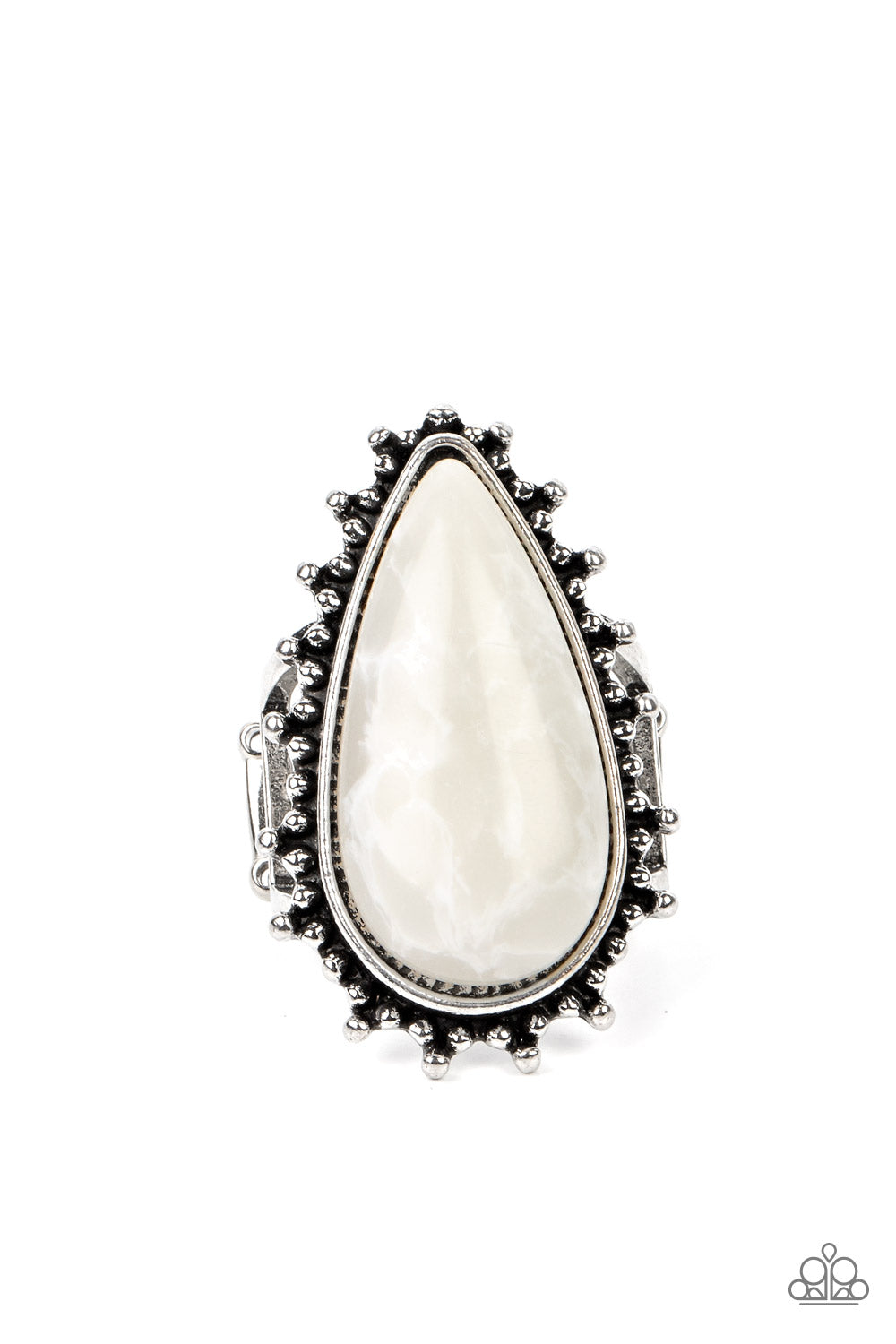 Down-to-Earth Essence - White Paparazzi Ring