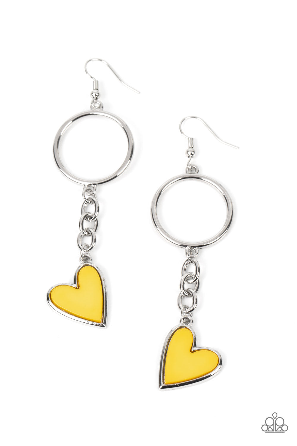 Don’t Miss a HEARTBEAT - Yellow Paparazzi Earrings