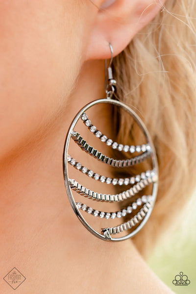 Fighting Fortune Black Paparazzi Fashion Fix Earrings