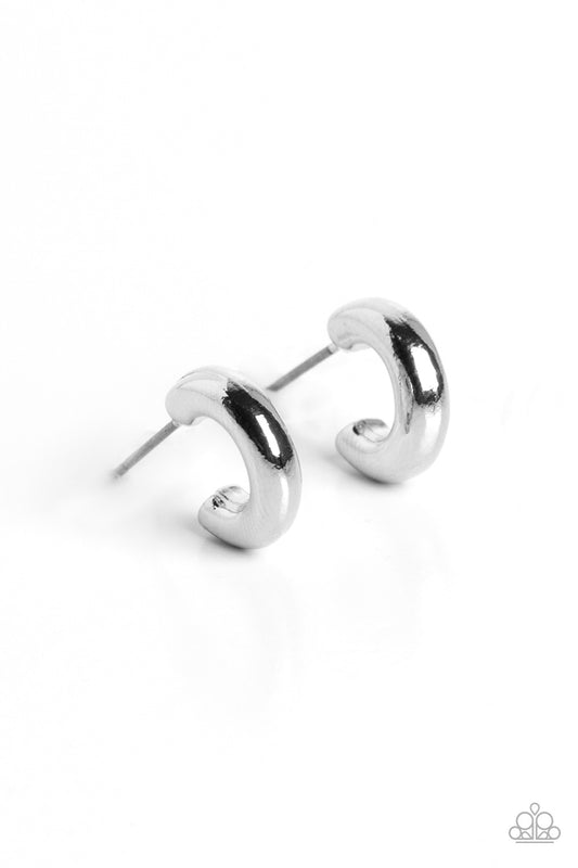 Catwalk Curls - Silver Paparazzi Dainty Earrings
