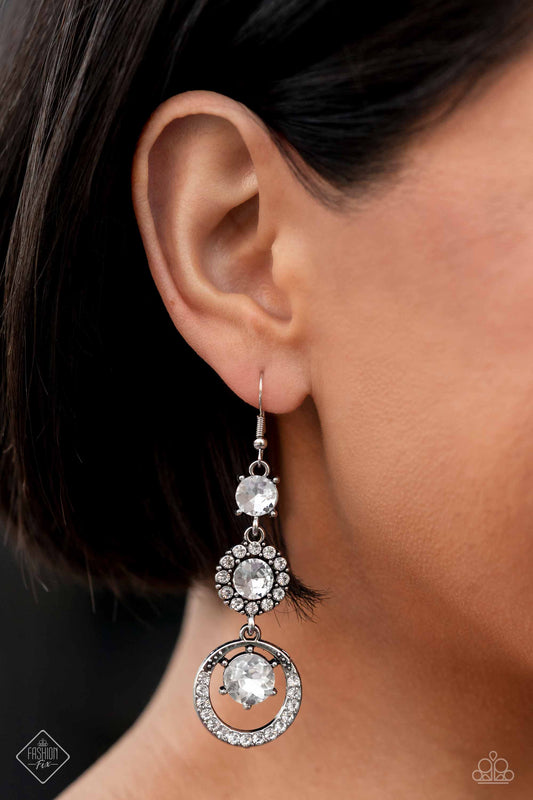 Enchanting Effulgence White Paparazzi Fashion Fix Earrings