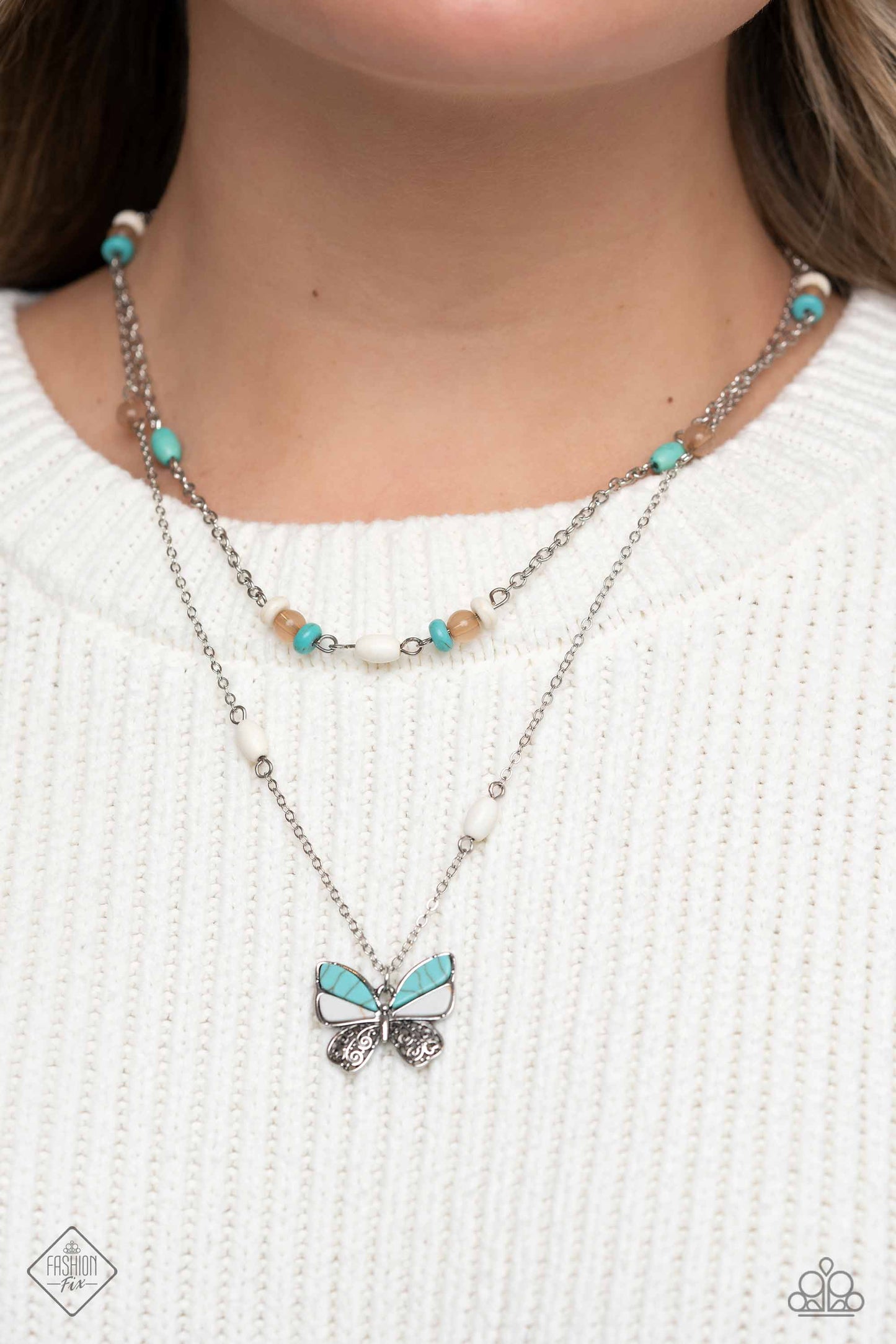 Free-Spirited Flutter Blue Paparazzi Fashion Fix Necklace
