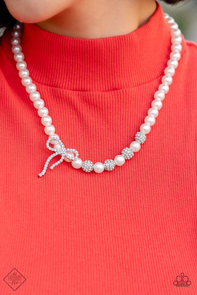 Classy Cadenza - White Paparazzi Fashion Fix Necklace