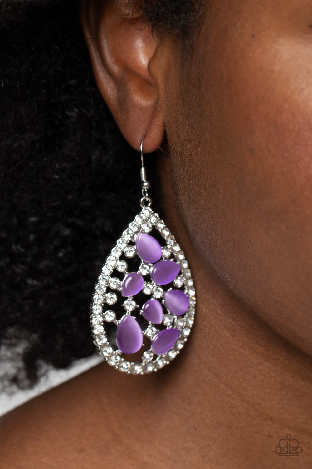 Cats Eye Class - Purple Paparazzi Earrings