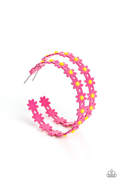 Daisy Disposition - Pink Paparazzi Hoop Earrings