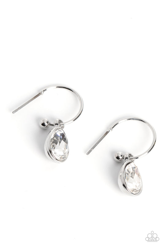 Teardrop Tassel - White Paparazzi Dainty Earrings
