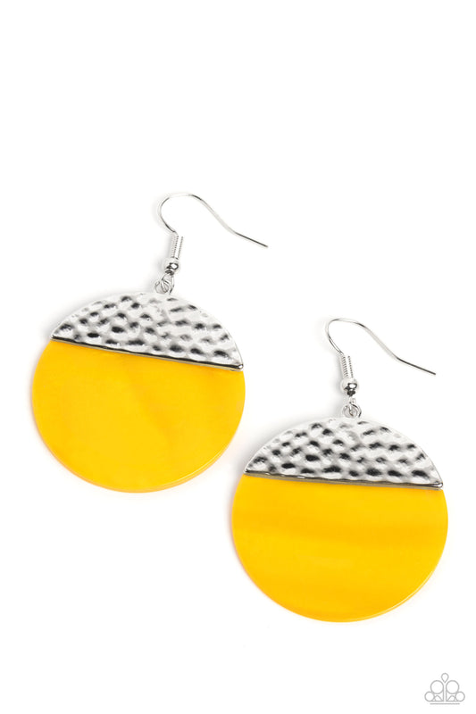 SHELL Out - Yellow Paparazzi Earrings