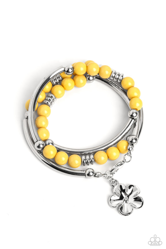 Off the WRAP - Yellow Paparazzi Bracelet