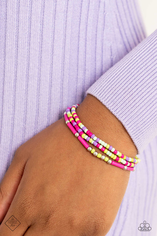 Shoreline Sketch Pink Paparazzi Fashion Fix Bracelet