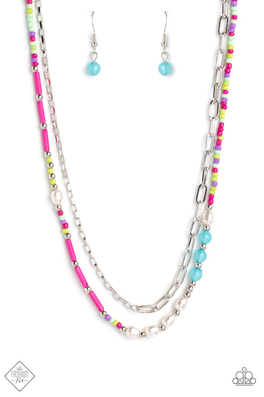 Coastal Composition Pink Paparazzi Fashion Fix Necklace
