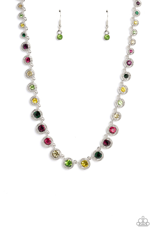 Kaleidoscope Charm - Multi Paparazzi Life of the Party Necklace