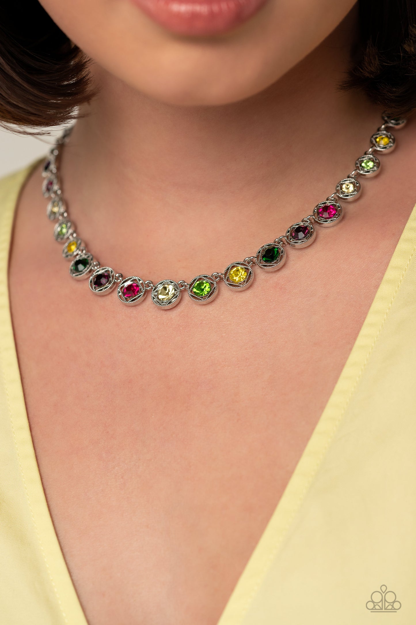 Kaleidoscope Charm - Multi Paparazzi Life of the Party Necklace