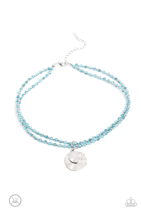Compacted Cosmos - Blue Paparazzi Choker Neccklace