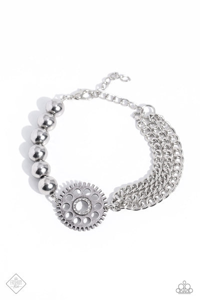 Age of STEAMPUNK White Paparazzi Fashion Fix Bracelet