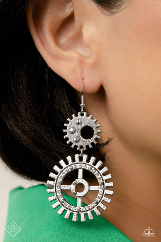 I Have a STEAMPUNK White Paparazzi Fashion Fix Earrings
