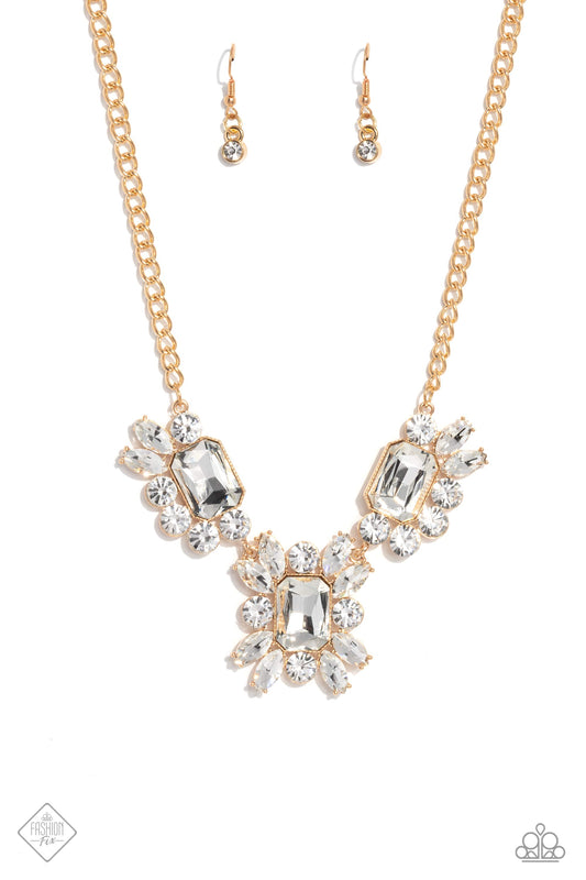 Exaggerated Elegance Gold Paparazzi Fashion Fix Necklace