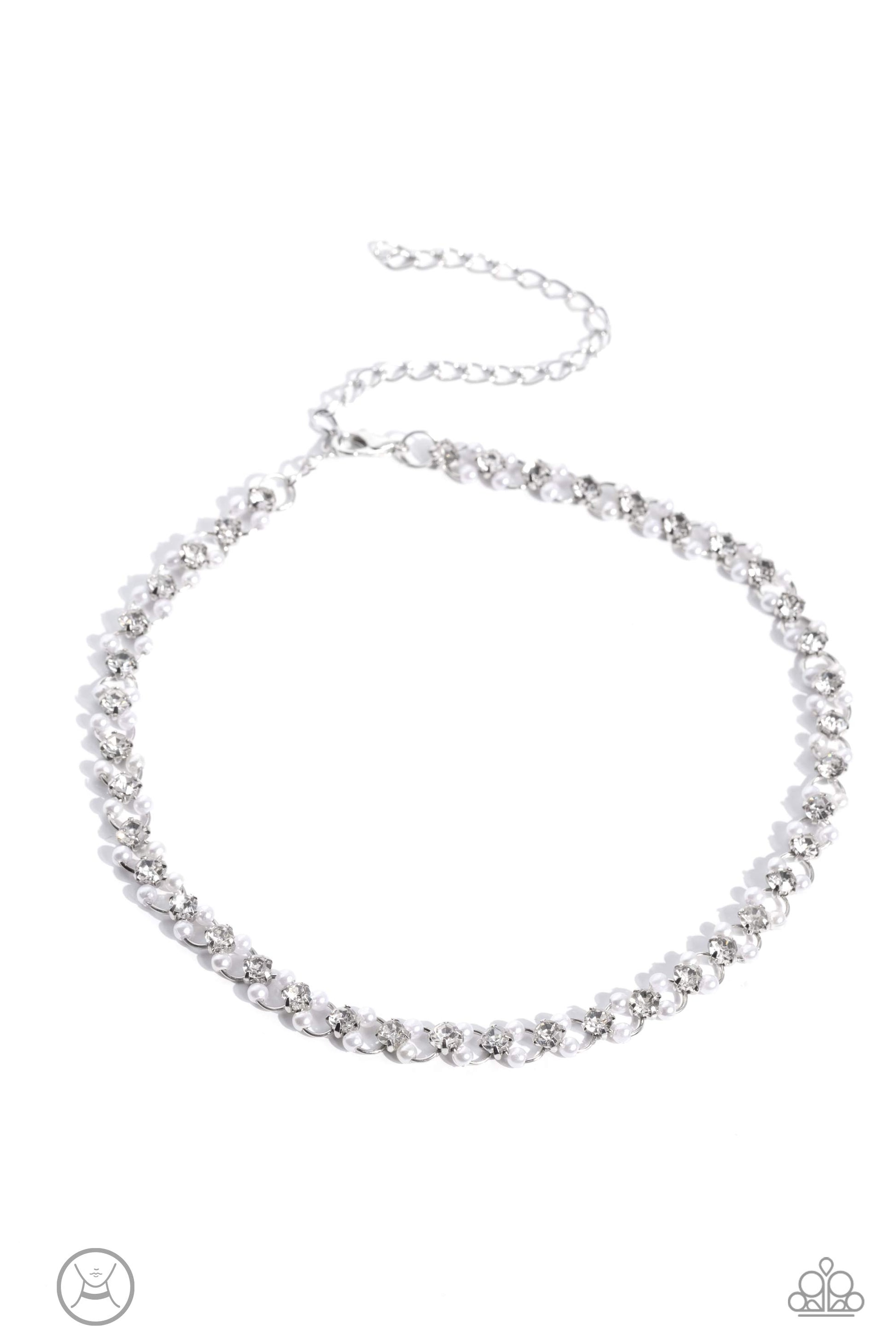 Classy Couture - White Paparazzi Choker Necklace