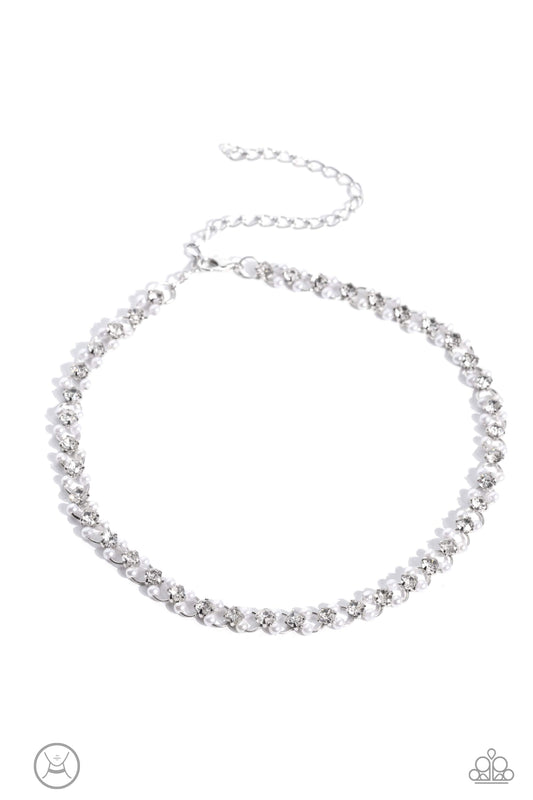 Classy Couture - White Paparazzi Choker Necklace