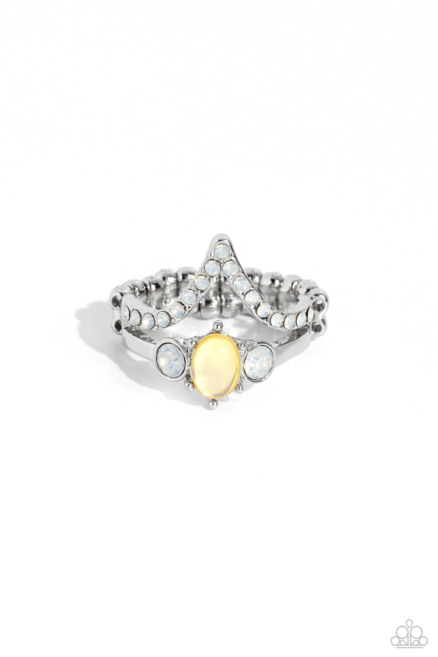 Chevron Celebrity - Yellow Paparazzi Ring