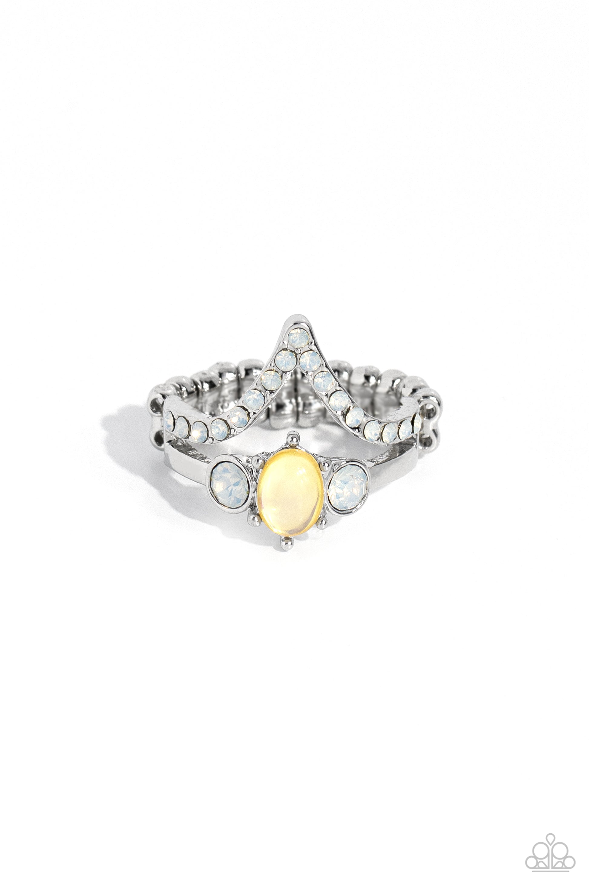 Chevron Celebrity - Yellow Paparazzi Ring