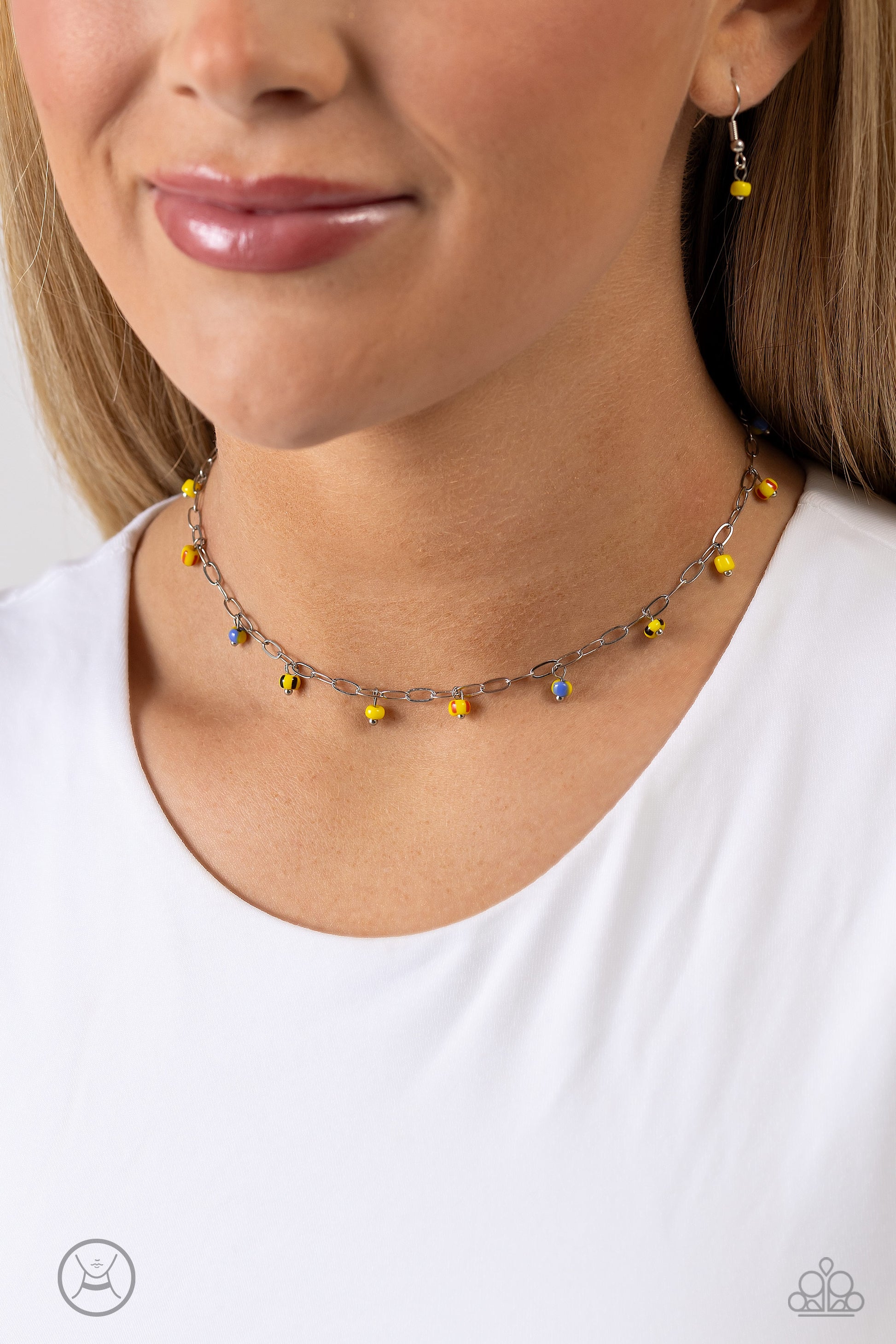 Beach Ball Bliss - Yellow Choker Necklace
