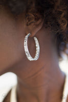 GLITZY By Association White Blockbuster Paparazzi Hoop Earrings