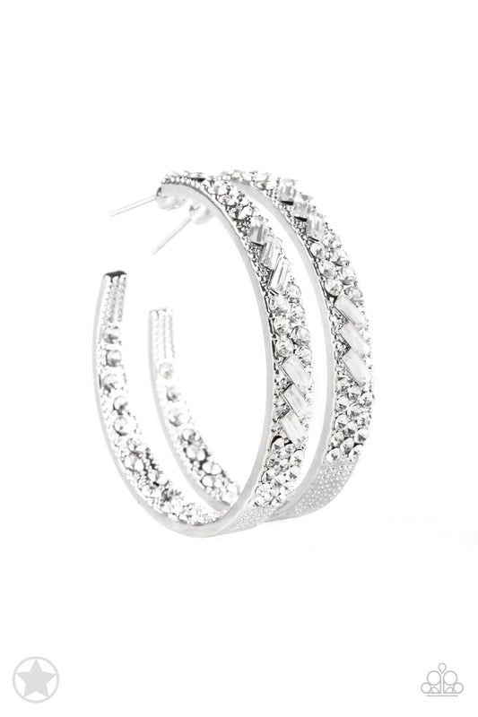 GLITZY By Association White Blockbuster Paparazzi Hoop Earrings