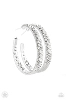 GLITZY By Association White Blockbuster Paparazzi Hoop Earrings