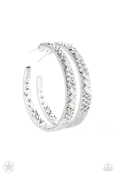 GLITZY By Association White Blockbuster Paparazzi Hoop Earrings