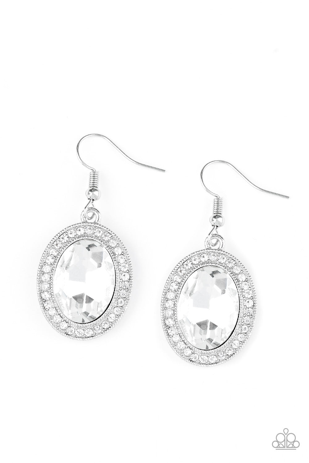Only FAME In Town - White Paparazzi Earrings