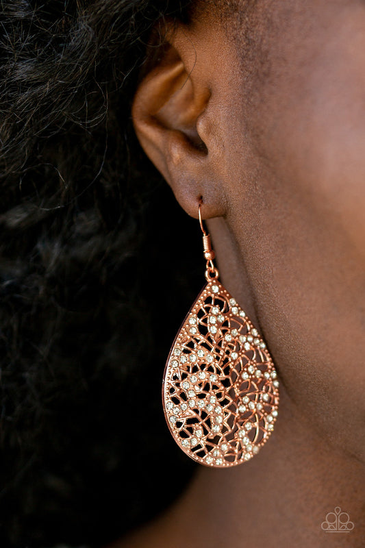 Hustle and Bustle - Copper Paparazzi Earrings