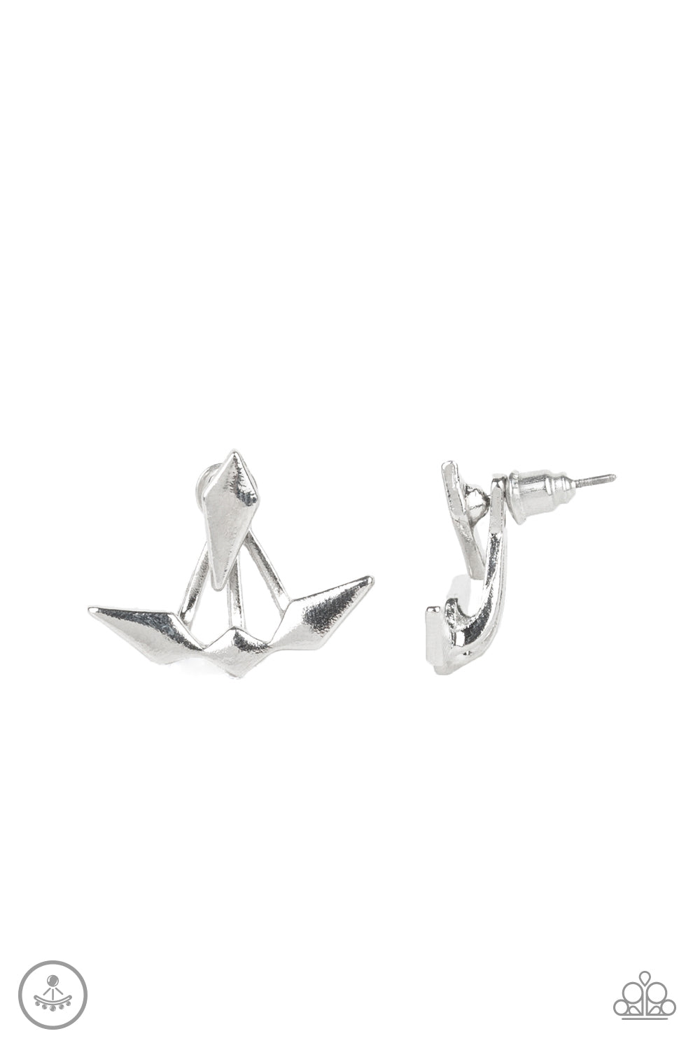 Metal Origami - Silver Paparazzi Double-Sided Earrings