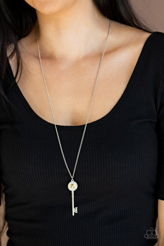 Paparazzi Secret Shimmer - Long Yellow Key Necklace