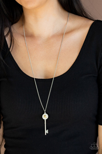 Paparazzi Secret Shimmer - Long Yellow Key Necklace