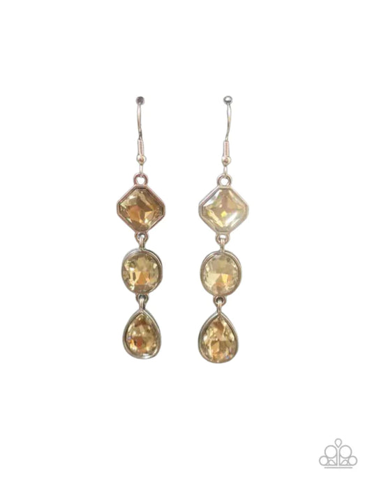 Reflective Rhinestones Brown Paparazzi Earrings (Fashion Fix)