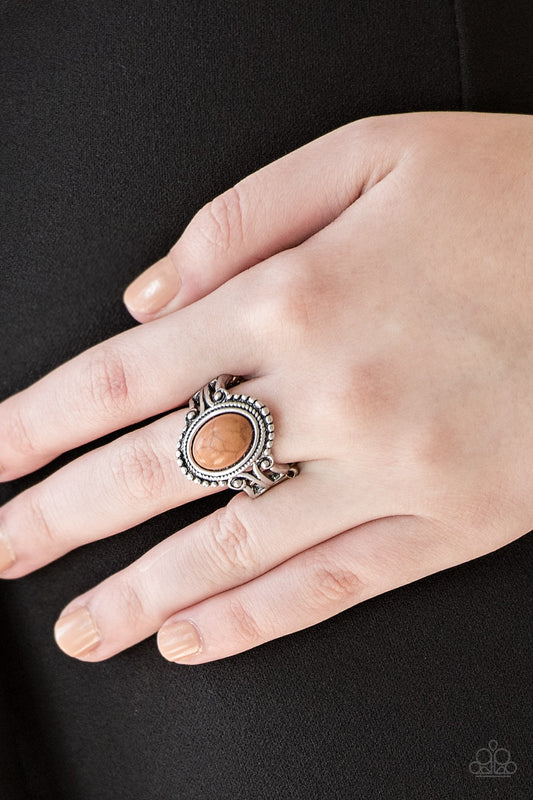 All The Worlds A STAGECOACH - Brown Paparazzi Ring