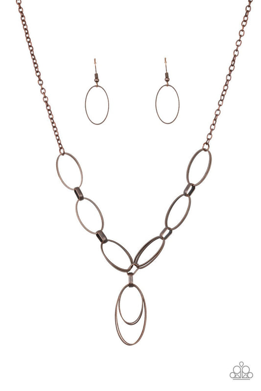 All OVAL Town - Copper Paparazzi Necklace