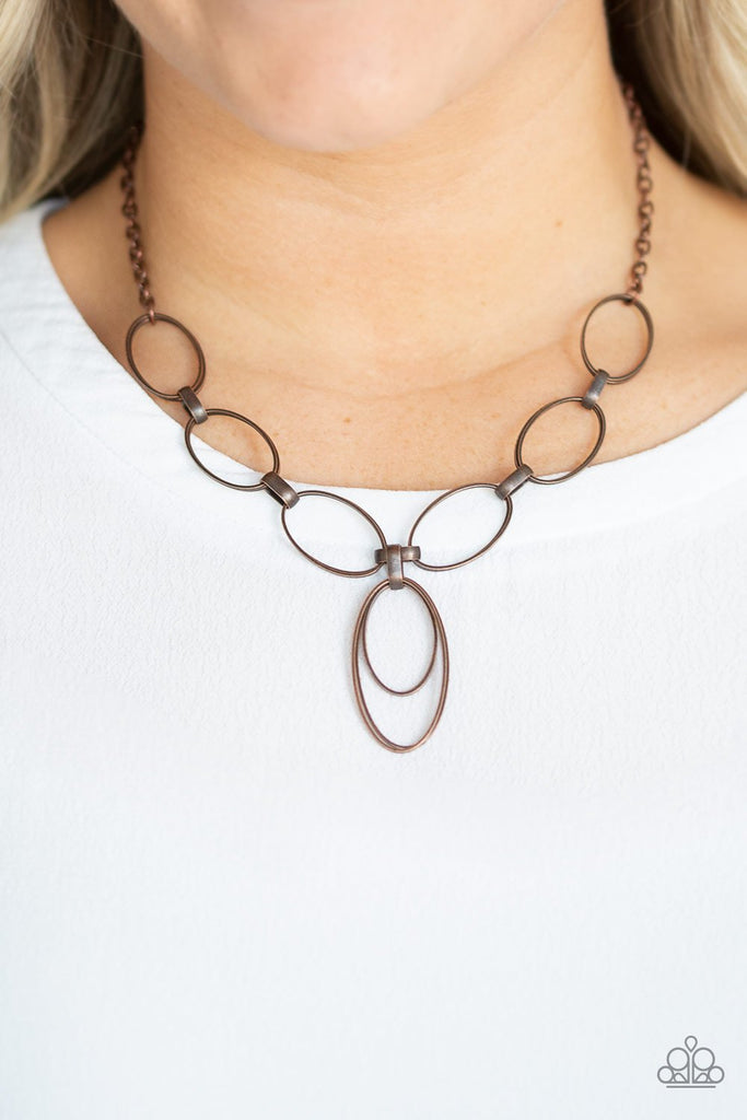 All OVAL Town - Copper Paparazzi Necklace
