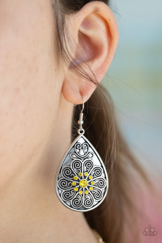 Paparazzi Banquet Bling Yellow Teardrop Earrings