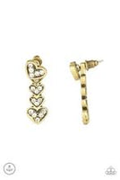 Heartthrob Twinkle - Brass Paparazzi Double-Sided Post Earrings