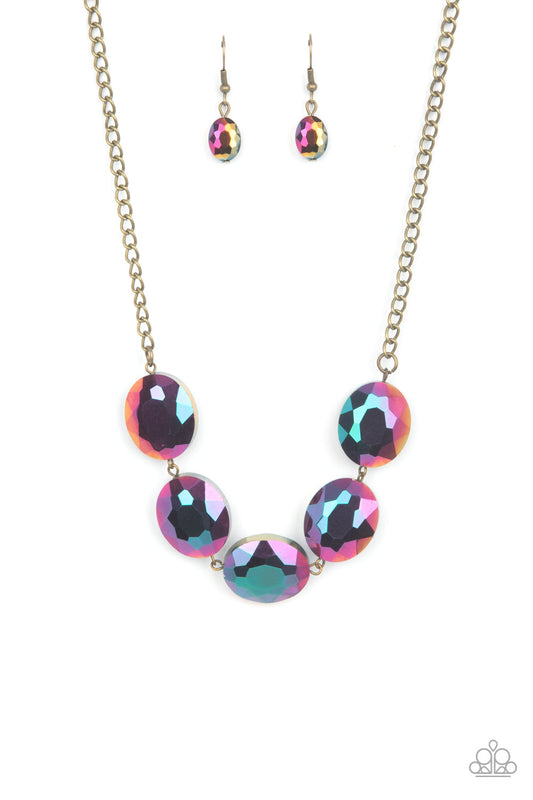Cosmic Closeup Brass Paparazzi Necklace
