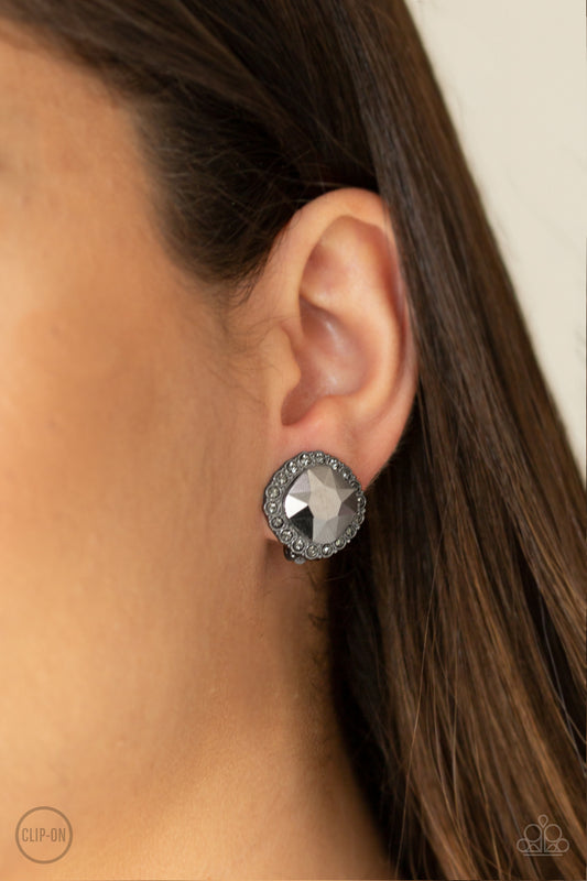 Paparazzi Diamond Duchess Black Clip-on Earrings