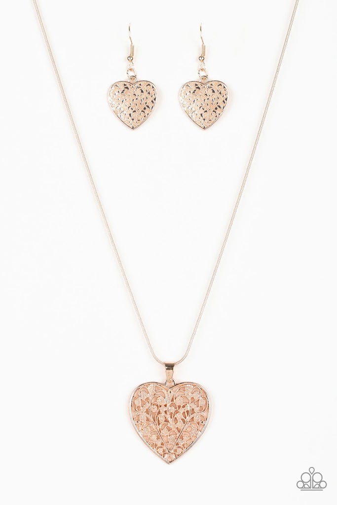 Look Into Your Heart Rose Gold Paparazzi Necklace