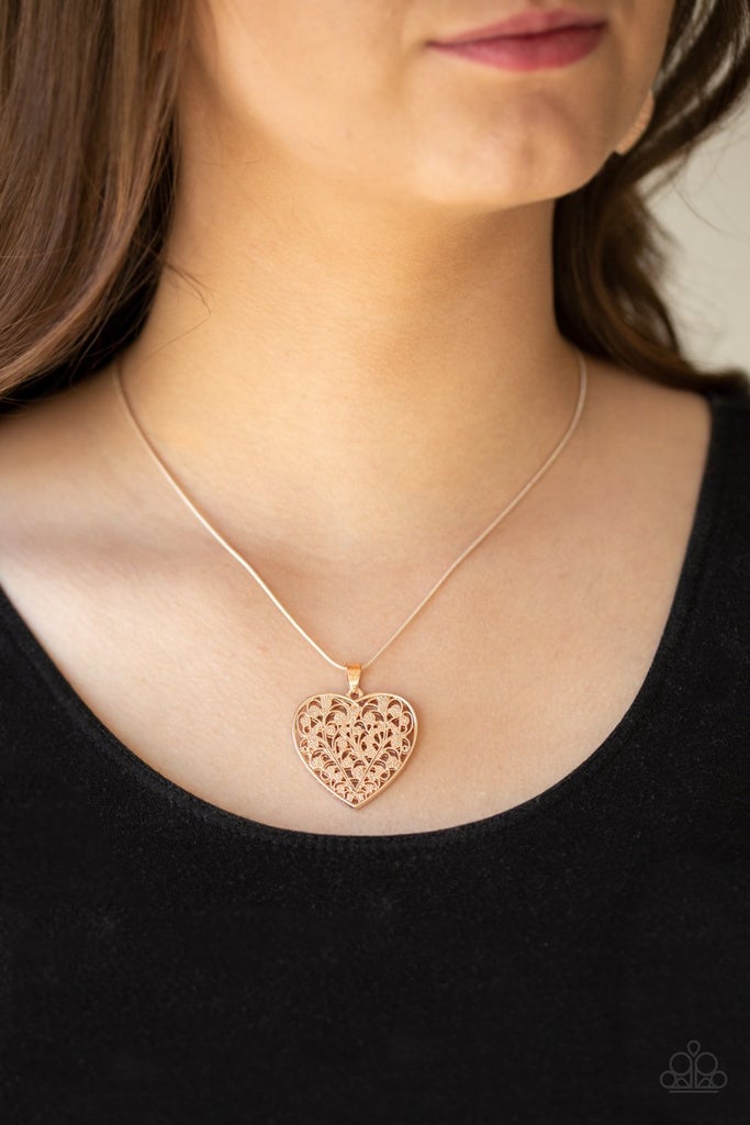 Look Into Your Heart Rose Gold Paparazzi Necklace