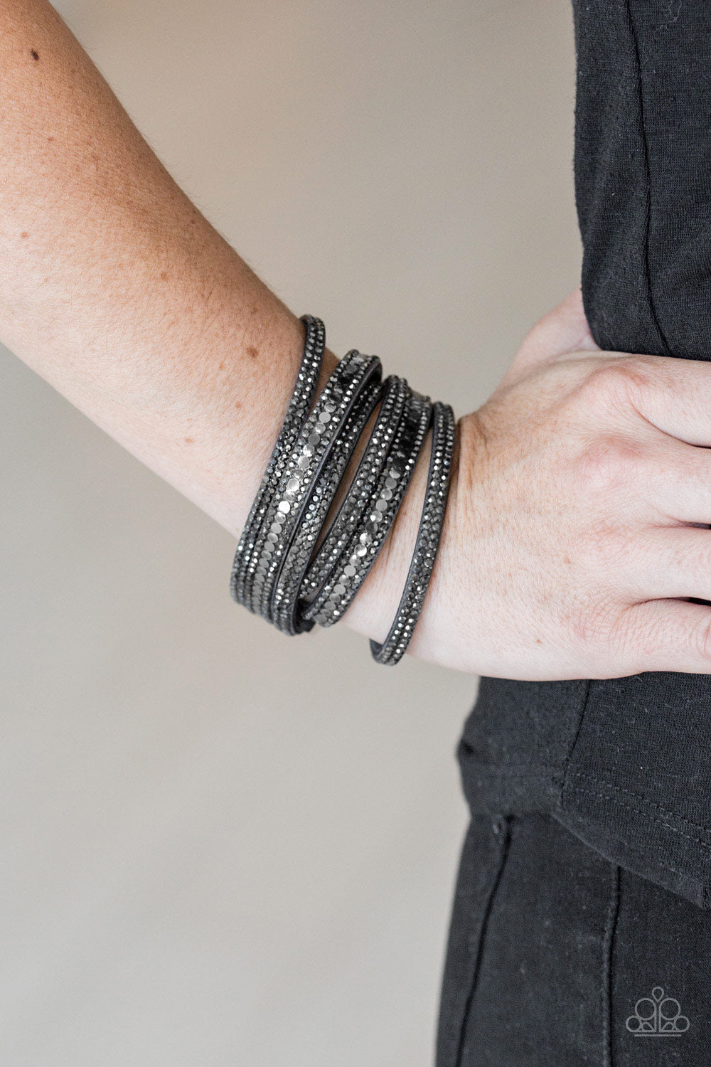 Paparazzi Rock Star Attitude Silver Suede Bracelet