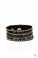 Paparazzi Rock Star Rocker Gold Suede Bracelet