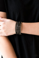 Paparazzi Rock Star Rocker Gold Suede Bracelet