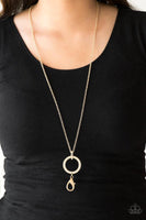 Straight to the Top Gold Paparazzi Lanyard Necklace