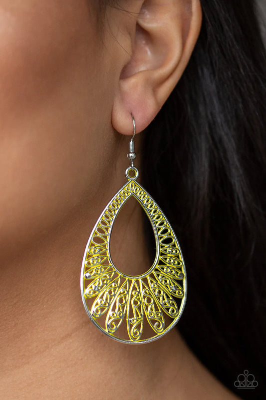Flamingo Flamenco Yellow Paparazzi Earrings
