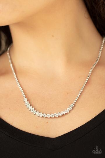 Paparazzi Glamour Glow - White - Glittery Rhinestones - Necklace & Earrings